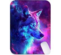 Small Mouse Mat 24x20cm, Mini Mouse Pad Purple Desk Mat with Non-Slip Rubber Base, Waterproof Mousepad with Anti-Fray Stitched Edges, Portable & Lightweight, Desk Accessories for Women (Wolf) J2-815