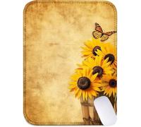 Small Mouse Mat 24x20cm, Mini Mouse Pad Sunflower Desk Mat with Non-Slip Rubber Base, Waterproof Mousepad with Anti-Fray Stitched Edges, Portable & Lightweight, Desk Accessories (Butterfly) J2-987