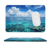 Small Mouse Mat 250 x 200 mm Gaming Mouse Pad Waterproof Mousepad with Stitched Edges Small Desk Mat with Rubber Base, for Wireless Mouse, Desk Accessories for Men, Gifts for Women (The Sea) ku-131