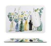 Small Mouse Mat 250 x 200 mm Gaming Mouse Pad Waterproof Mousepad with Stitched Edges Small Desk Mat with Rubber Base, for Wireless Mouse, Desk Accessories for Men, Gifts for Women (Vase) ku-466