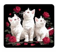 Small Mouse Mat 250x200x3mm, Gaming Mouse Pad Black, Desk Mat with Non-Slip Rubber Base, Waterproof Surface, Mousepad with Stitched Edge, Laser and Optical Mice, Gaming Accessories Gifts, Cat Y-7677