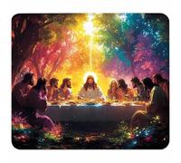 Small Mouse Mat 250x200x3mm, Gaming Mouse Pad Color, Desk Mat with Non-Slip Rubber Base, Waterproof Surface, Mousepad with Stitched Edge, Gaming Accessories, Gifts for Men, The Last Supper 3-2486