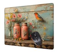 Small Mouse Mat 26 x 21 cm, Retro Mini Gaming Mouse Pad Bird Desk Mats, Non-Slip Rubber Base, Waterproof Surface, Stitched Edges Mousepad for Travel Office Laptop Portable Gaming Mat Desk Decor H0-30