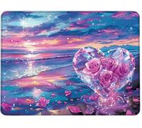 Small Mouse Mat 260 x 220 x 3 mm Gaming Mouse Pad, Non-Slip Rubber Base, Waterproof Surface, Stitched Edges Mousemat, Compatible with Laser and Optical Mice Wear-Resistant, Washable,Love Rose w0j-489