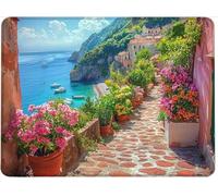 Small Mouse Mat 260 x 220 x 3 mm Gaming Mouse Pad, Non-Slip Rubber Base, Waterproof Surface, Stitched Edges Mousemat, Compatible with Laser and Optical Mice Wear-Resistant, Seaside Small Town w0j-167