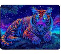 Small Mouse Mat 260 x 220 x 3 mm Gaming Mouse Pad, Non-Slip Rubber Base, Waterproof Surface, Stitched Edges Mousemat, Compatible with Laser and Optical Mice Wear-Resistant, Washable,Animal Tiger w0j-7