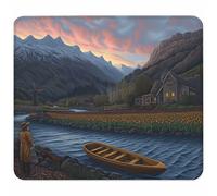 Small Mouse Mat 260x220x3mm, Gaming Mouse Pad Landscape, Desk Mat with Non-Slip Rubber Base, Waterproof Surface, Mousepad with Stitched Edge, Laser and Optical Mice, Gaming Accessories, River 6-7011