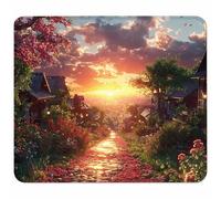 Small Mouse Mat 260x220x3mm, Gaming Mouse Pad Orange Color, Desk Mat with Non-Slip Rubber Base, Waterproof Surface, Mousepad with Stitched Edge, Gaming Accessories, Gifts for Men, Sunset E-4386