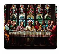 Small Mouse Mat 260x220x3mm, Gaming Mouse Pad The Last Supper, Desk Mat with Non-Slip Rubber Base, Waterproof Surface, Mousepad with Stitched Edge, Gaming Accessories, Gifts for Men, Man 3-7401