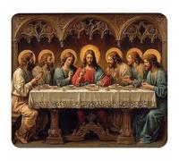 Small Mouse Mat 260x220x3mm, Gaming Mouse Pad The Last Supper, Desk Mat with Non-Slip Rubber Base, Waterproof Surface, Mousepad with Stitched Edge, Gaming Accessories, Gifts for Men, Man Y-7761