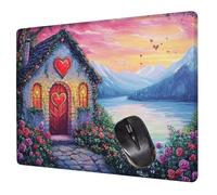 Small Mouse Mat 29 x 24 cm, Landscape Mini Gaming Mouse Pad Love Desk Mats, Non-Slip Rubber Base, Waterproof Surface, Stitched Edges Mousepad for Travel Office Portable Gaming Mat Desk Decor H0-644