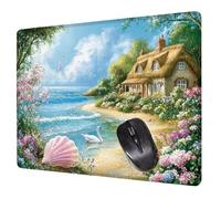 Small Mouse Mat 29 x 24 cm, Swan Mini Gaming Mouse Pad Lake Desk Mats, Non-Slip Rubber Base, Waterproof Surface, Stitched Edges Mousepad for Travel Office Laptop Portable Gaming Mat Desk Decor H0-460
