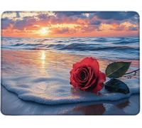 Small Mouse Mat 290 x 240 x 3 mm Gaming Mouse Pad, Non-Slip Rubber Base, Waterproof Surface, Stitched Edges Mousemat, Compatible with Laser and Optical Mice Wear-Resistant, Washable,Red Rose w0j-377