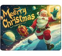 Small Mouse Mat 290 x 240 x 3 mm Gaming Mouse Pad, Non-Slip Rubber Base, Waterproof Surface, Stitched Edges Mousemat, Compatible with Laser and Optical Mice Wear-Resistant, Santa Claus Planet w0j-695