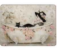 Small Mouse Mat 290 x 240 x 3 mm Gaming Mouse Pad, Non-Slip Rubber Base, Waterproof Surface, Stitched Edges Mousemat, Compatible with Laser and Optical Mice Wear-Resistant, Washable,Woman Cat w0j-761