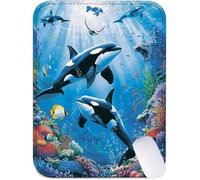 Small Mouse Mat 29x24cm, Mini Mouse Pad Dolphin Desk Mat with Non-Slip Rubber Base, Waterproof Mousepad with Anti-Fray Stitched Edges, Portable & Lightweight, Desk Accessories for Women (Coral) J2-977