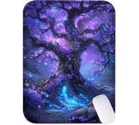 Small Mouse Mat 29x24cm, Mini Mouse Pad Purple Desk Mat with Non-Slip Rubber Base, Waterproof Mousepad with Anti-Fray Stitched Edges, Portable & Lightweight, Desk Accessories for Women (Tree) J2-771