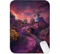 Small Mouse Mat 29x24cm, Mini Mouse Pad Purple Desk Mat with Non-Slip Rubber Base, Waterproof Mousepad with Anti-Fray Stitched Edges, Portable & Lightweight, Desk Accessories, Gifts (Windmill) J2-823