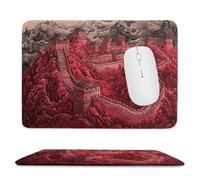 Small Mouse Mat 300 x 250 mm Gaming Mouse Pad Waterproof Mousepad with Stitched Edges Small Desk Mat with Rubber Base, for Wireless Mouse, Desk Accessories for Men, Gifts (The Great Wall) ku-1182