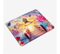 Small Mouse Mat 300x250x3mm, Gaming Mouse PadButterfly Mousepad Pier Mini Mouse Pads, Portable Non-Slip Base Compact Desk Mat, Waterproof Surface, Stitched Edges Mousemat, for Laptop Office S0-547