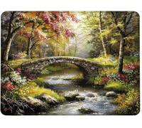 Small Mouse Mat 320 x 260 x 3 mm Gaming Mouse Pad, Non-Slip Rubber Base, Waterproof Surface, Stitched Edges Mousemat, Compatible with Laser and Optical Mice Wear-Resistant, Bridge Landscape w0j-605