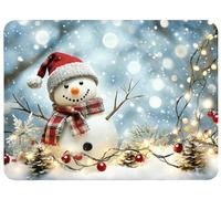 Small Mouse Mat 320 x 260 x 3mm Gaming Mouse Pad White Mousepad Non-Slip Rubber Base, Snowman Desk Mat Waterproof Surface Japanese Desk Pad Compatible Laser and Optical Mice for Office Decor, Model670