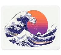 Small Mouse Mat 320 x 260 x 3mm Gaming Mouse Pad White Mousepad Non-Slip Rubber Base, Waves Desk Mat Waterproof Surface Japanese Desk Pad Compatible Laser Optical Mice for Laptop Office Decor, Model85