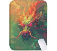 Small Mouse Mat 32x26cm, Mini Mouse Pad Green Desk Mat with Non-Slip Rubber Base, Waterproof Mousepad with Anti-Fray Stitched Edges, Portable & Lightweight, Desk Accessories for Women (Dragon) J2-297