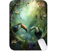 Small Mouse Mat 32x26cm, Mini Mouse Pad Green Desk Mat with Non-Slip Rubber Base, Waterproof Mousepad with Anti-Fray Stitched Edges, Portable & Lightweight, Desk Accessories for Women (Parrot) J2-501