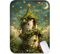 Small Mouse Mat 32x26cm, Mini Mouse Pad Green Desk Mat with Non-Slip Rubber Base, Waterproof Mousepad with Anti-Fray Stitched Edges, Portable & Lightweight, Desk Accessories for Women (Plant) J2-175