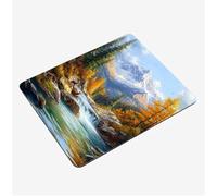 Small Mouse Mat 340x280x3mm, Gaming Mouse PadLandscape Mousepad River Mini Mouse Pads, Portable Non-Slip Base Compact Desk Mat, Waterproof Surface, Stitched Edges Mousemat, for Laptop Office S0-1001
