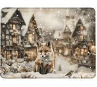 Small Mouse Mat 360 x 300 x 3 mm Gaming Mouse Pad, Non-Slip Rubber Base, Waterproof Surface, Stitched Edges Mousemat, Compatible with Laser and Optical Mice Wear-Resistant, Washable,Fox City w0j-475