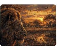 Small Mouse Mat 360 x 300 x 3 mm Gaming Mouse Pad, Non-Slip Rubber Base, Waterproof Surface, Stitched Edges Mousemat, Compatible with Laser and Optical Mice Wear-Resistant, Washable,Animal Lion w0j-79
