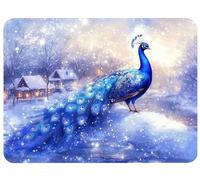 Small Mouse Mat 360 x 300 x 3mm Gaming Mouse Pad Blue Mousepad Non-Slip Rubber Base Peacock Desk Mat Waterproof Surface Japanese Desk Pad Compatible Laser Optical Mice for Laptop Office Decor,Model676