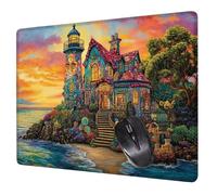 Small Mouse Mat 40 x 30 cm, Colorful Mini Gaming Mouse Pad Castle Desk Mats, Non-Slip Rubber Base, Waterproof Stitched Edges Mousepad for Travel Office Laptop Portable Gaming Mat Desk Decor H0-432