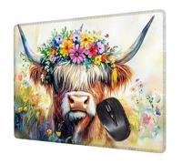 Small Mouse Mat 42 x 35 cm, Highland Cow Mini Gaming Mouse Pad Animal Desk Mats, Non-Slip Rubber Base, Waterproof Stitched Edges Mousepad for Travel Office Laptop Portable Gaming Mat Desk Decor H0-652