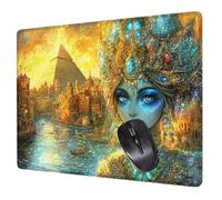 Small Mouse Mat 42 x 35 cm, Yellow Mini Gaming Mouse Pad Pyramid Desk Mats, Non-Slip Rubber Base, Waterproof Surface, Stitched Edges Mousepad for Travel Office Portable Gaming Mat Desk Decor H0-128