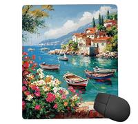 Small Mouse Mat 420 x 350 mm Gaming Mouse Pad Waterproof Mousepad with Stitched Edges Small Desk Mat Non-Slip with Rubber Base, for Wireless Mouse, Desk Accessories for Men, Gifts (Port Scenery) ku663