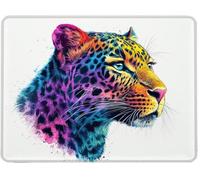 Small Mouse Mat 420 x 350 x 3 mm Gaming Mouse Pad, Non-Slip Rubber Base, Waterproof Surface, Stitched Edges Mousemat, Compatible with Laser and Optical Mice Wear-Resistant, Colorful Leopard w0j-151
