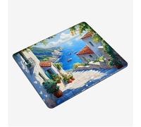Small Mouse Mat 420x350x3mm, Gaming Mouse PadBlue Mousepad Small Town Mini Mouse Pads, Portable Non-Slip Base Compact Desk Mat, Waterproof Surface, Stitched Edges Mousemat, for Laptop Office S0-147