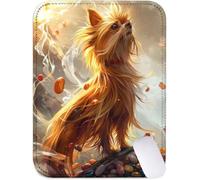 Small Mouse Mat 42x35cm, Mini Mouse Pad Orange Desk Mat with Non-Slip Rubber Base, Waterproof Mousepad with Anti-Fray Stitched Edges, Portable & Lightweight, Desk Accessories for Women (Dog) J2-975