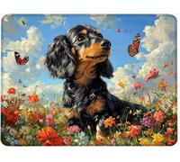 Small Mouse Mat 520 x 250 x 3 mm Gaming Mouse Pad, Non-Slip Rubber Base, Waterproof Surface, Stitched Edges Mousemat, Compatible with Laser and Optical Mice Wear-Resistant, Dog Butterfly w0j-239