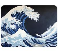 Small Mouse Mat 600 x 400 x 3mm Gaming Mouse Pad Blue Mousepad Non-Slip Rubber Base, Waves Desk Mat Waterproof Surface Japanese Desk Pad Compatible Laser Optical Mice for Laptop Office Decor, Model418