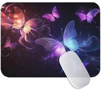 Small Mouse Mat Butterfly 240 x 200 x 3 mm, Gaming Mouse Pad Purple with Non-Slip Rubber Base, Smooth Microfiber Surface for Precise Control, Compact Mousepad for Home Office & Desk Mat M3-899