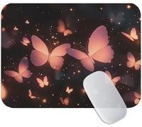Small Mouse Mat Butterfly 350 x 300 x 3 mm, Gaming Mouse Pad Pink with Non-Slip Rubber Base, Smooth Microfiber Surface for Precise Control, Long-Lasting, Compact Mousepad for Office & Desk Mat M3-913