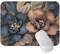 Small Mouse Mat Flowers 200 x 150 x 3 mm, Gaming Mouse Pad Brown with Non-Slip Rubber Base, Smooth Microfiber Surface for Precise Control, Long-Lasting, Compact Mousepad for Office & Desk Mat M3-397