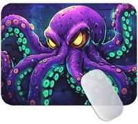 Small Mouse Mat Octopus 400 x 300 x 3 mm, Gaming Mouse Pad Purple with Non-Slip Rubber Base, Smooth Microfiber Surface for Precise Control, Long-Lasting, Compact Mousepad for Office & Desk Mat M3-789