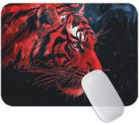 Small Mouse Mat Tiger 600 x 400 x 3 mm, Gaming Mouse Pad Red with Non-Slip Rubber Base, Smooth Microfiber Surface for Precise Control, Long-Lasting, Compact Mousepad for Home Office & Desk Mat M3-685