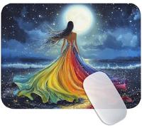 Small Mouse Mat Woman 300 x 250 x 3 mm, Gaming Mouse Pad Moon with Non-Slip Rubber Base, Smooth Microfiber Surface for Precise Control, Long-Lasting, Compact Mousepad for Home Office & Desk Mat M3-185