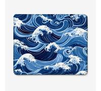 Small Mouse Pad 260x210mm, Ocean Pattern Mouse Mat with Durable Stitched Edges, Waterproof & Non-Slip Rubber Base, Premium Textured Desk Pad for Laptop, PC, Office and Home (Waves) W-O3842